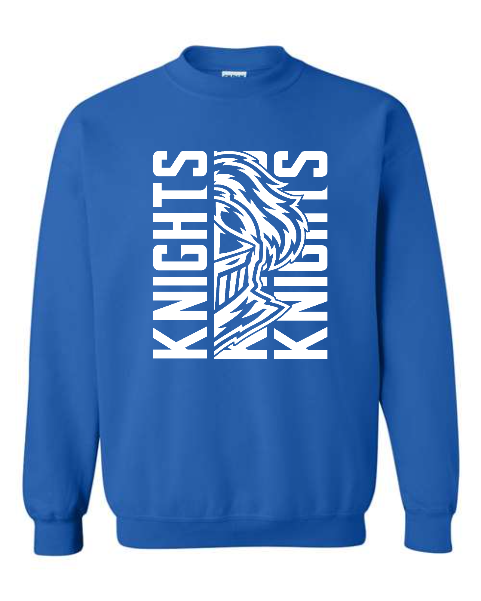 NELHS Knights — Vertical Split (white) Crewneck
