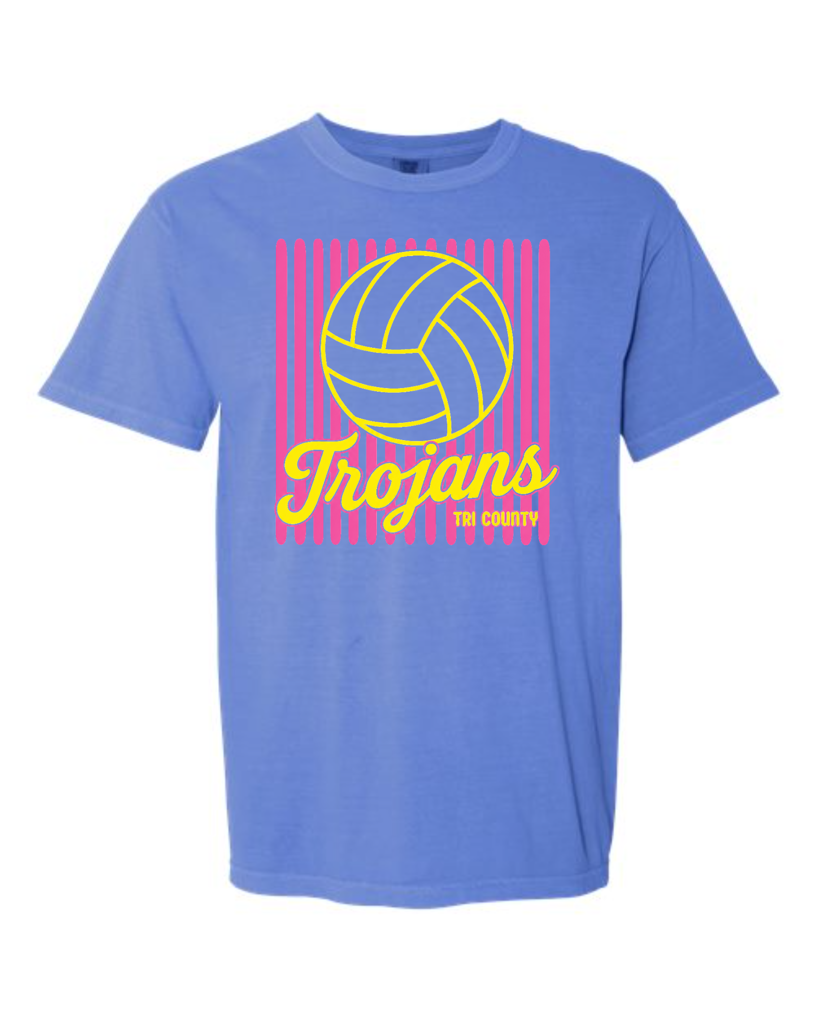 Comfort Colors - Tri County Youth Volleyball — Neon Stripes Tee