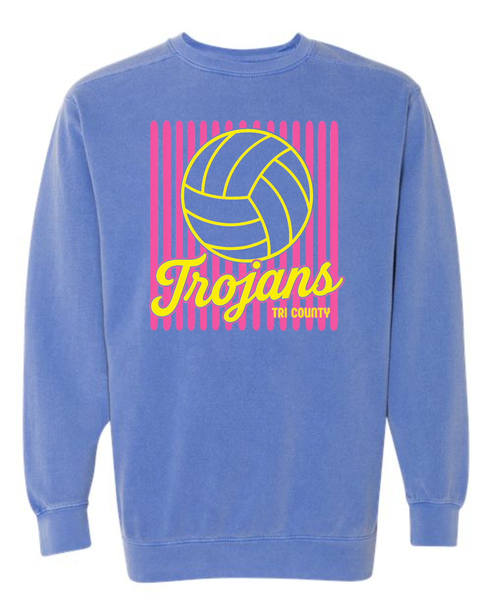 Comfort Colors - Tri County Youth Volleyball — Neon Stripes Crewneck